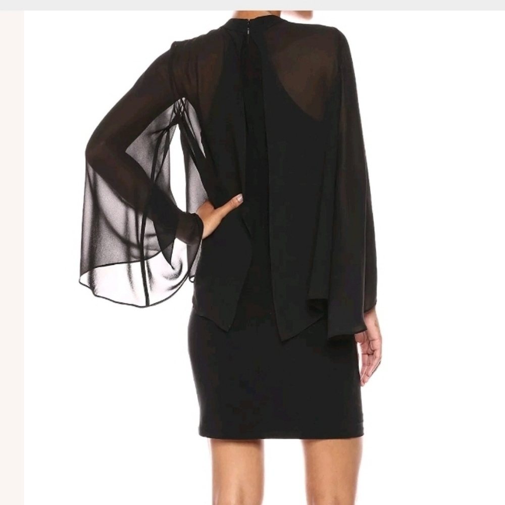 NWT LAUNDRY SHELLY SEGAL Chiffon caped dress FORMAL wedding guest - Picture 2 of 4